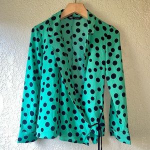 Zara green polka dots blouse